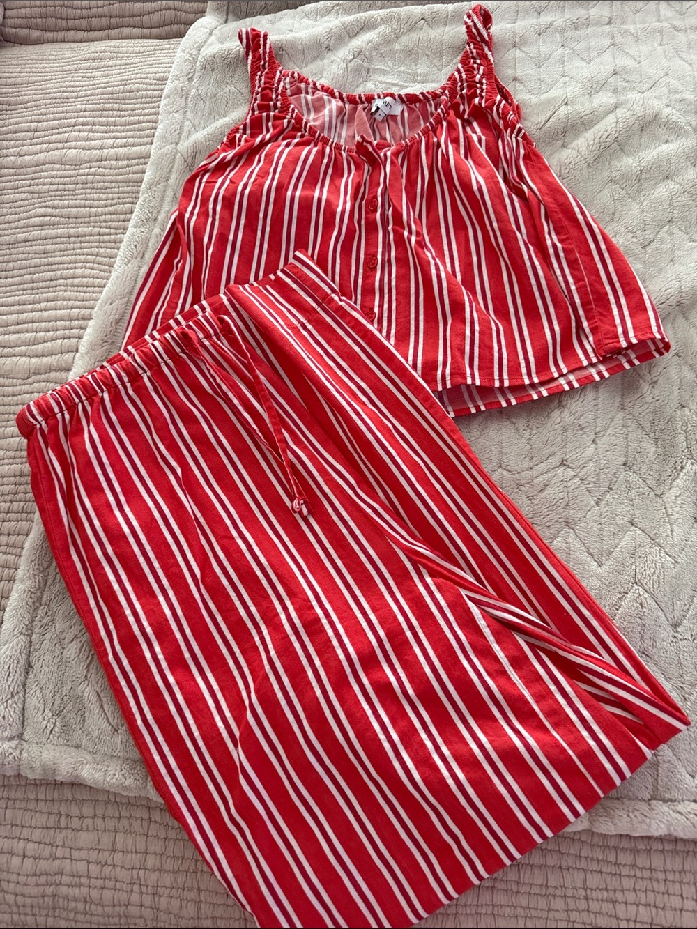 We Wore What Women’s Red & White Striped pants Set